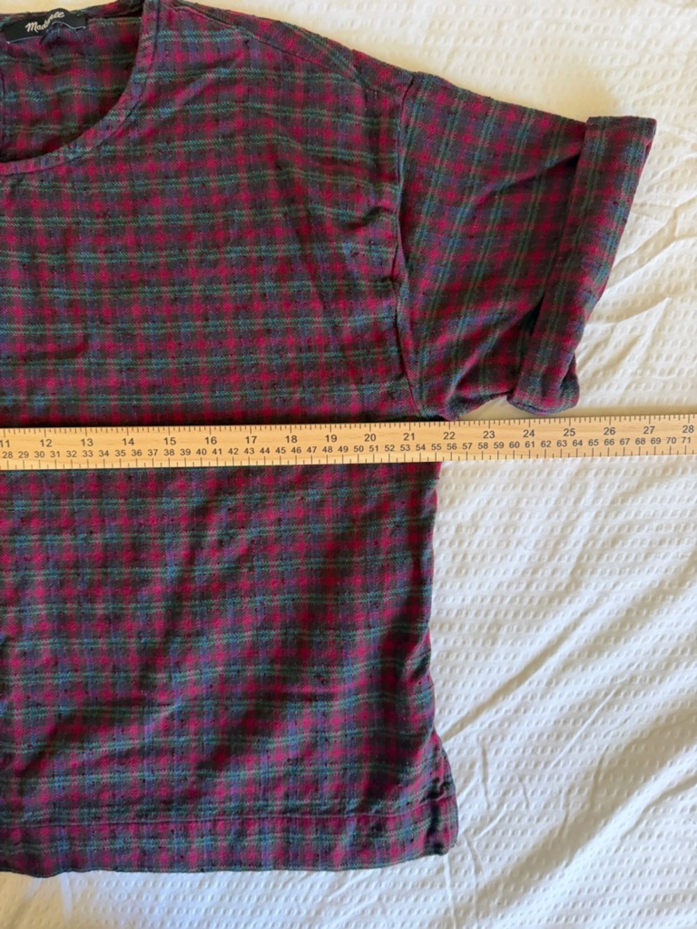 Madewell boxy  Plaid Tee (slubby holiday plaid) - Picture 8 of 9